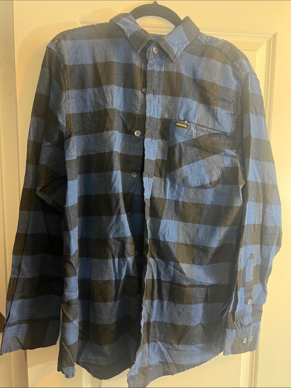 Stanley Blue and Black Plaid Button-Up Men’s Shirt